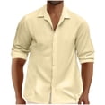 thumbnail image 1 of Mens Button Down Shirt Long Sleeve Casual Solid Color T Shirt Pullover Breathable Shirt Blouse, 1 of 6