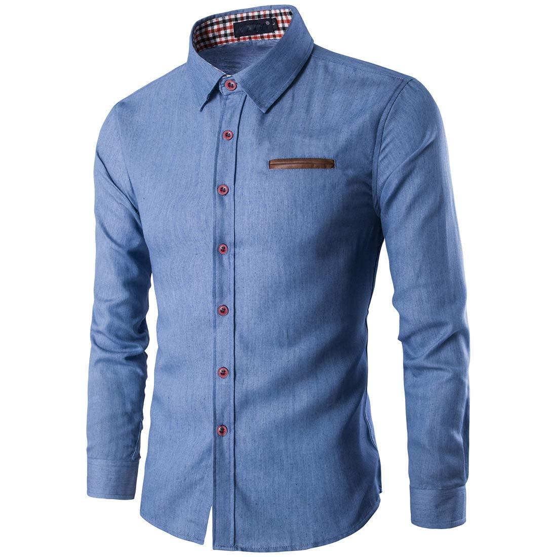 Mens Button Down Shirts Casual Slim Fit Long Sleeve Denim Jean Dress Shirt Blouses Tops - Walmart.com Mens Button Down Shirts Casual Slim Fit Long Sleeve Denim Jean Dress Shirt Blouses Tops - Walmart.com