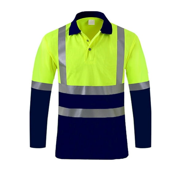 Mens Button Down Shirts Fashion Casual Hi-Visibility Reflective Long Sleeve Safety Work T Shirts for Man BU1 XL