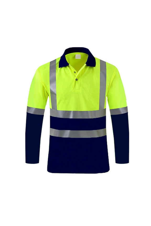 Mens Button Down Shirts Fashion Casual Hi-Visibility Reflective Long Sleeve Safety Work T Shirts for Man BU1 XL