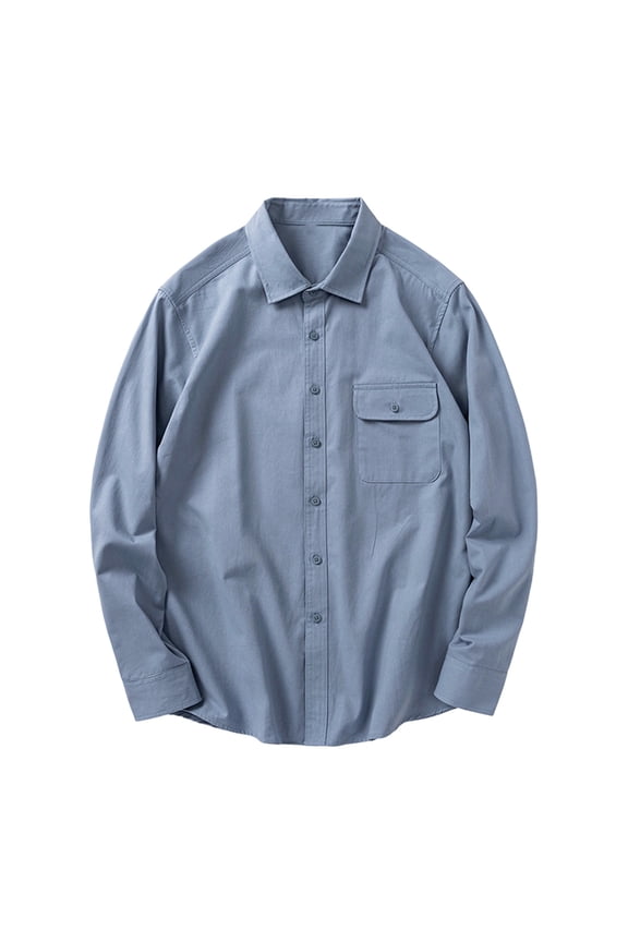 Mens Button Down Shirts Long Sleeve Casual Cotton Solid Shirt Classic Vintage Work Shirts with Pocket