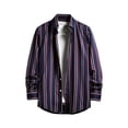 thumbnail image 1 of Mens Button Down Shirts Loose Fit Stripe Print Long Sleeve Spring Shirt Lightweight Casual Turn Down Collar Top Navy M, 1 of 3