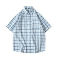 thumbnail image 1 of Mens Button-Down Shirts Short Sleeve M-5XL Big & Tall with Pocket and Collared Tshirts Shirt Plus Size Plaid Printed Hawaiian Beach Tops, 1 of 7