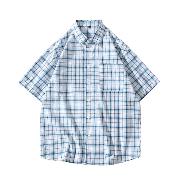 Mens Button-Down Shirts Short Sleeve M-5XL Big & Tall with Pocket and Collared Tshirts Shirt Plus Size Plaid Printed Hawaiian Beach Tops