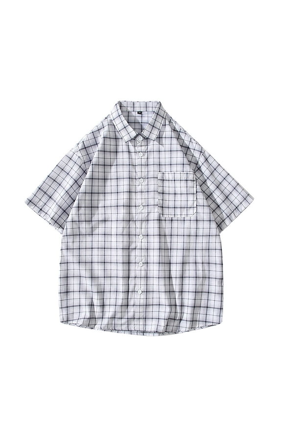 Mens Button-Down Shirts Short Sleeve M-5XL Big & Tall with Pocket and Collared Tshirts Shirt Plus Size Plaid Printed Hawaiian Beach Tops