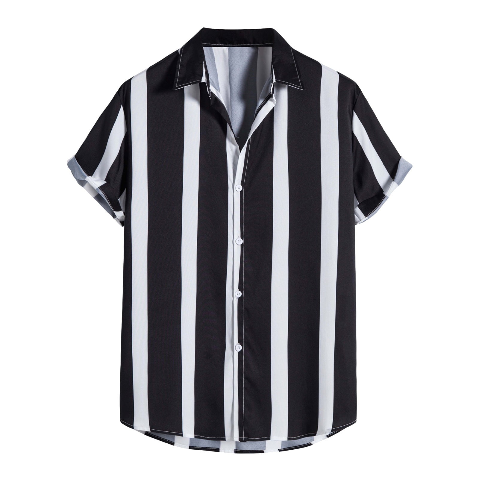 Mens Button Down Shirts Striped Printed Spring Summer Single Shirts