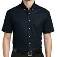 thumbnail image 1 of Mens Button-Down Short Sleeve Cotton Twill Shirt, 4XL Classic Navy Blue, 1 of 5