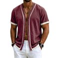 thumbnail image 1 of Mens Button Down Short Sleeve Shirt Baseball Jersey Style Hawaiian Beach Vacation Wedding Shirts, S, 1 of 7