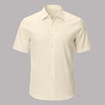 thumbnail image 1 of Mens Button Down Short Sleeve Shirt Casual Breathable Stretch Shirts Loose Solid Color Beach Summer Tops Light Yellow Size S, 1 of 4
