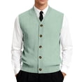 thumbnail image 1 of Mens Button Down Sweater Vest 2026 Lightweight Knitted V Neck Sleeveless Cardigan Solid Casual Knitwear Dressy Fall Winter Light Green 2XL, 1 of 7