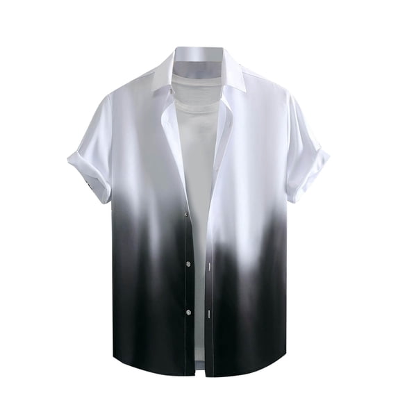 Mens Button Down T-Shirts, Hawaiian Shirts for Men Summer Fashion Ombre Tie Dye Printed Short Sleeve Lapel T Shirts M-3XL