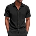 thumbnail image 1 of Mens Button Down T-Shirts, Short Sleeve Shirts for Men Summer Casual Vintage Solid Color with Pockets S-3XL, 1 of 8