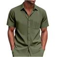thumbnail image 1 of Mens Button Down T-Shirts, Short Sleeve Shirts for Men Summer Casual Vintage Solid Color with Pockets S-3XL, 1 of 8