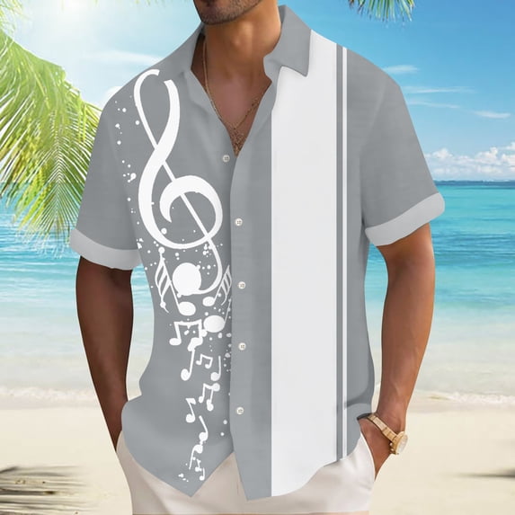 Mens Button Down Vacation Shirts Short Sleeve Print Buttons Up Summer Beach Hawaiian Cuban Shirt
