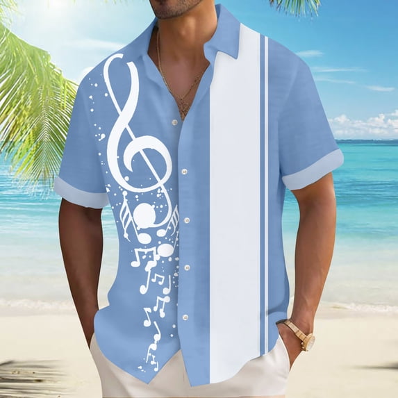 Mens Button Down Vacation Shirts Short Sleeve Print Buttons Up Summer Beach Hawaiian Cuban Shirt