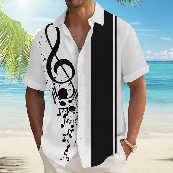Mens Button Down Vacation Shirts Short Sleeve Print Buttons Up Summer Beach Hawaiian Cuban Shirt