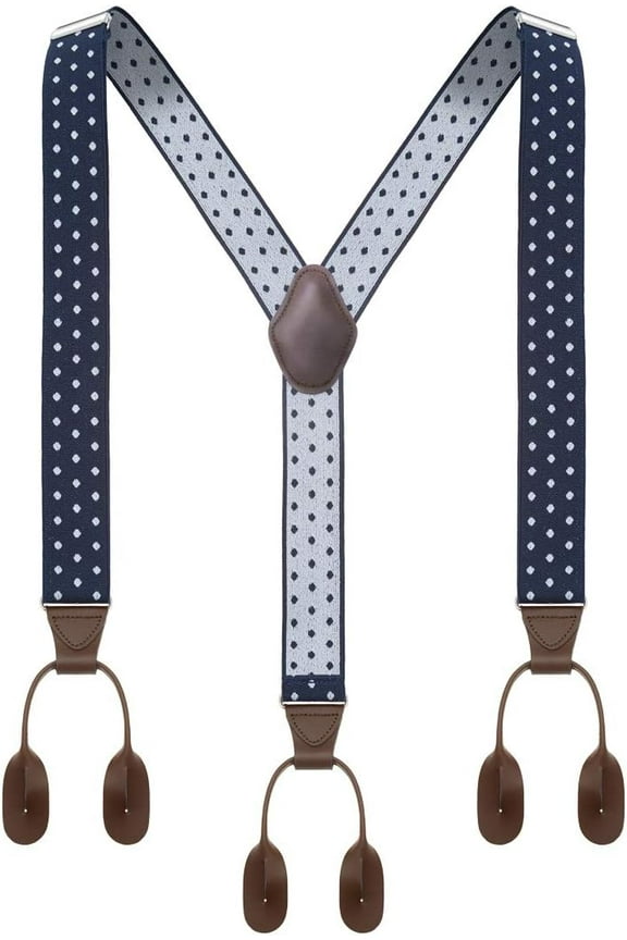 Mens Button End Suspenders 49 Inch Y-Back Adjustable Elastic Tuxedo Suspenders