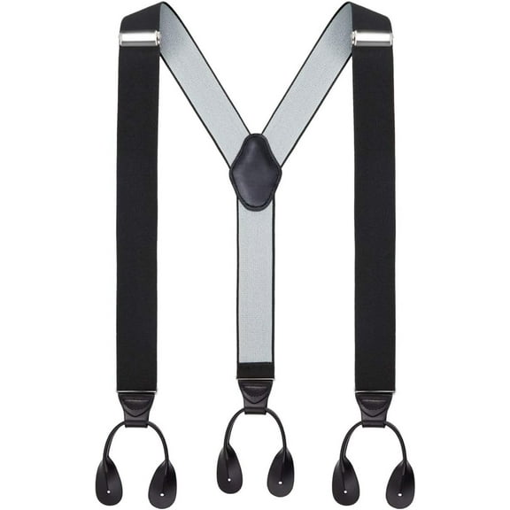 Mens Button End Suspenders 49 Inch Y-Back Adjustable Elastic Tuxedo Suspenders