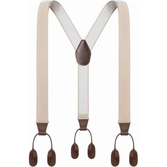 Mens Button End Suspenders 49 Inch Y-Back Adjustable Elastic Tuxedo Suspenders