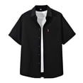 thumbnail image 1 of Mens Button Down Shirt Big Shirts for Men Men Business Casual Shirt Men's T Shirts Mens Large Tall Button Dress plus Size Womens Long Sleeve Tops Plain Piece Pajama Light for Men's Black XL, 1 of 3