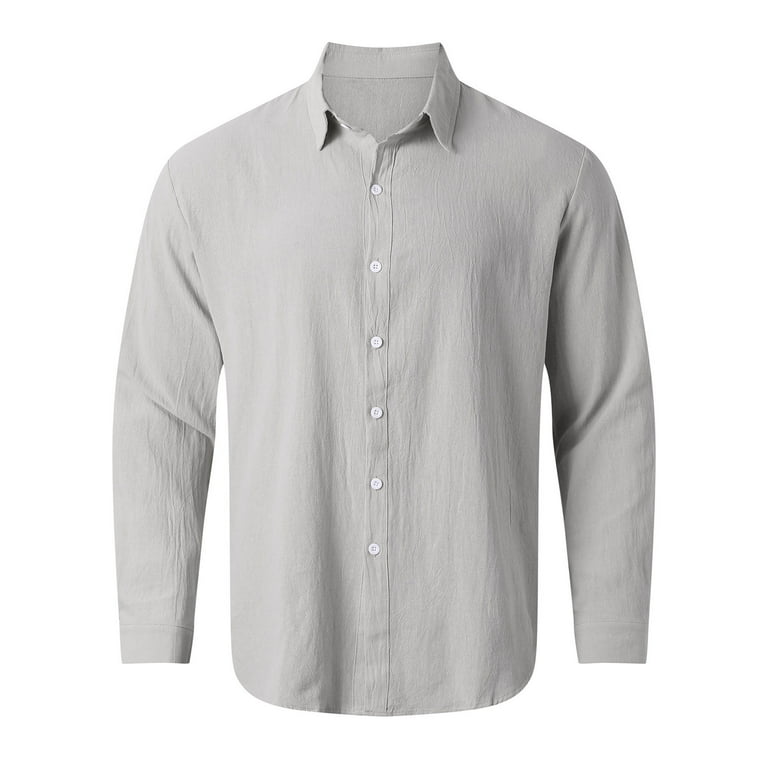 Men's Plain Blank T-shirt Basic Tee White Black Grey Long Sleeve Casual Shirts - Foto 11