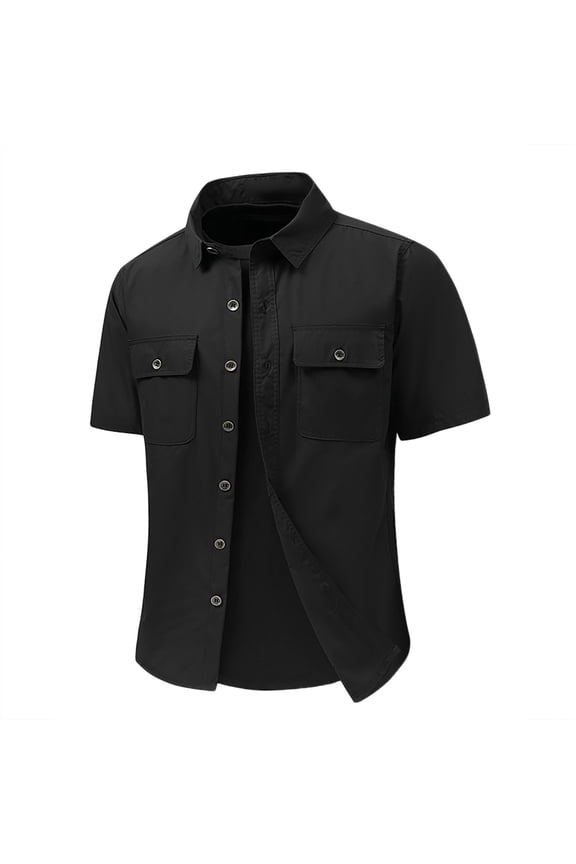 Mens Button Down Shirt Fitted Dress Vertical Striped Shirt Men Mens Short Sleeve Dress Shirts Pack of T Shirts Corduroy Plan T Summer Apparel Casual Short Leotard Bodysuit Sleeve for Men Black 3XL