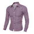 thumbnail image 1 of Mens Button Down Shirt Long Sleeve Fashion Casual Regular Fit Collar Flannel Shirt Lightweight Comfor Fall Plaid Classic Basic Tops With Pocket Purple L, 1 of 4