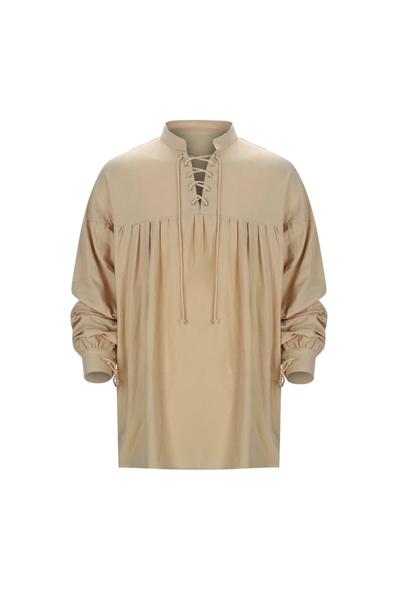 Mens Button Down Shirt Mens Button Crotch Shirt Loose Casual Top Fitted Corduroy Women Size Large Shirts Fashion Shirts Men Chambray Long Sleeve Bodysuit Romper Tee with Medieva Beige 2XL