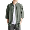 thumbnail image 1 of Mens Button Down Shirt Mens Shirts Suede Shirt Men Short Sleeve Bodysuit Denim Shirts Long Sleeve Men A Colla Short 70s T Top Large Long Fashion Green M, 1 of 3