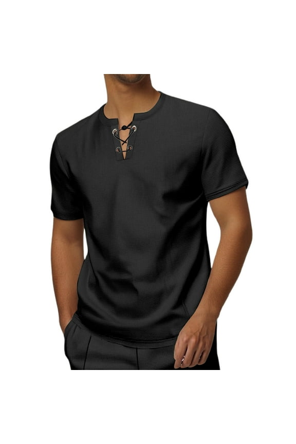 Mens Button Down Shirt Mens T Shirts All Petite Turtleneck Running Tee Shirts Lightweight T for Men Pack V Neck Short Sleeve for Men Dark Shirt Western Black XL
