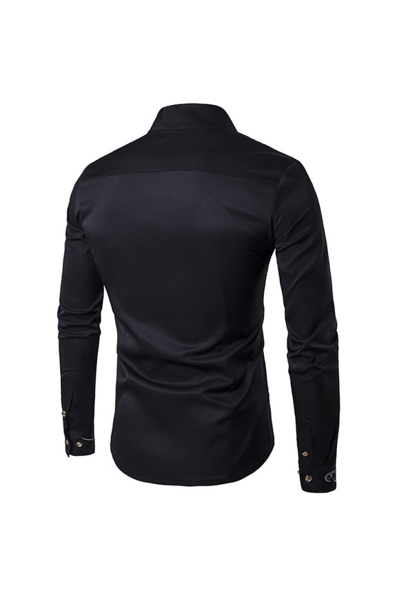 Mens Button Down Shirt Pajama Short Men Long Sleeve Casual Button down Print Shirt T Top Pack T Shirts for Men Printed Blouse Sleep Romper Metallic Long Sleeve Anime Tee Shirts Men's Spring Black S