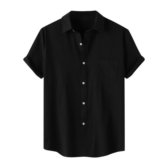 Mens Button Down Shirt Short Sleeve Button Short Sleeve Shirts for Men Black Short Sleeve Shirt Short Sleeve Button Down Men Linen Men Tops Casual Clearance
