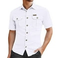thumbnail image 1 of Mens Button Down Shirt Summer Tee Loose Button down Shirt Basketball Shirts Men Shirts Bulk Stage Clothes Musicians Mens T Rose Men Pack of Tee for Romper Men's Casual Slim Fit White L, 1 of 4