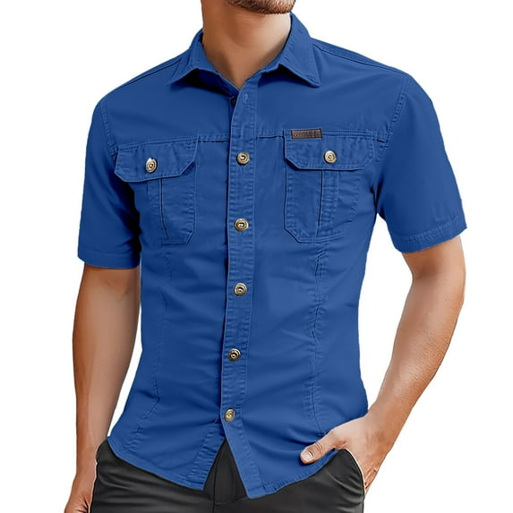 Mens Button Down Shirt Summer Tee Loose Button down Shirt Basketball Shirts Men Shirts Bulk Stage Clothes Musicians Mens T Rose Men Pack of Tee for Romper Men's Casual Slim Fit Blue L