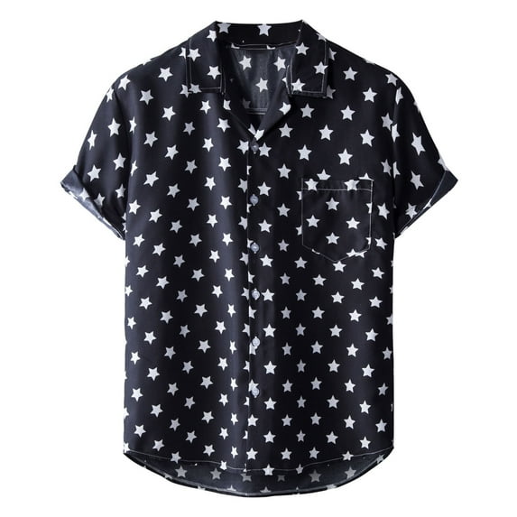 Mens Button Up Beach Shirts Stripes Tropical Print Short Sleeve Lightweight Holiday Hawaiian Outfits Summer Top