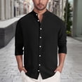 thumbnail image 1 of Mens Button Up Blouses Fashion Casual Solid Color Workwear Shirt Tops Long Sleeve Turndown Collar Blouse Tees Black XL, 1 of 6
