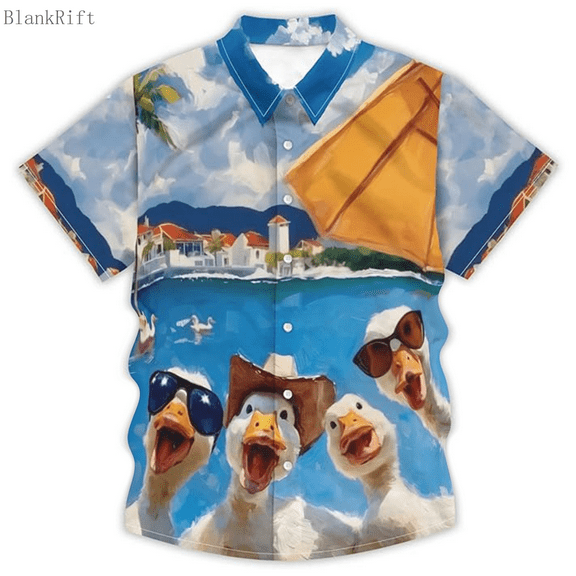 Mens Button Up Shirt Funny Print Smooth Short Sleeve Turndown Collar Shirt Smooth Relaxed Fit Shirt Men Casual Graphic OTHER XXXL