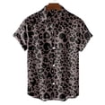 thumbnail image 1 of Mens Button Up Shirt Leopard Print Short Sleeve Turn Down Collar Shirts Summer Lightweight Top Bronze M, 1 of 3