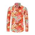 thumbnail image 1 of Mens Button Up Shirt Vintage Turndown Collar Long Sleeve Floral Shirt Thin Slim Fit Men Shirts, 1 of 2