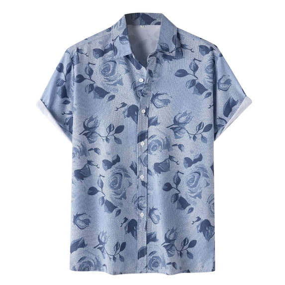 Mens Button Up Shirts Hawaiian Summer Fashion Short Sleeve Casual Workout Teen Lapel Beach Tops for Men