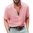 thumbnail image 1 of Mens Button Up Shirts Long Sleeve Linen Summer Lightweight Tops, 1 of 2
