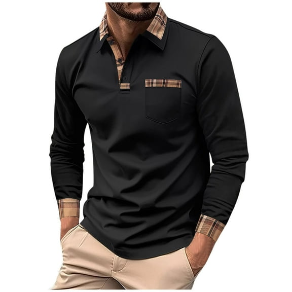 Mens Button Up Shirts, Men Lapel Shirts Long Sleeve with Pocket Sport Wicking Shirts for Men Casual Athletic Collared T-Shirts S-3XL