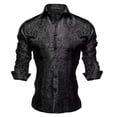 thumbnail image 1 of Mens Button Up Shirts Print Long Sleeve Spring Shirt Lightweight Casual Turn Down Collar Top Black L, 1 of 4