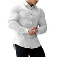 thumbnail image 1 of Mens Button Up Shirts Slim Fit Short/Long Sleeve Dressy Casual Solid Lapel Collared Shirt Office Work Blouses, 1 of 5