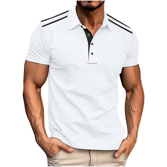 Mens Button Up T-Shirts, Short Sleeve Shirts for Men Business Casual Solid Color Big and Tall Lapel Shirt Summer Tops
