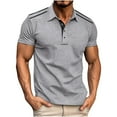 thumbnail image 1 of Mens Button Up T-Shirts, Short Sleeve Shirts for Men Business Casual Solid Color Big and Tall Lapel Shirt Summer Tops, 1 of 5