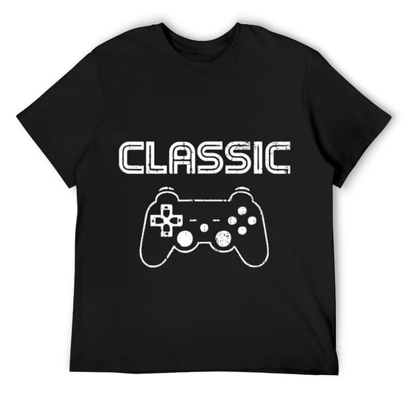 Mens CLASSIC Retro Video Game Controller Vintage Distressed Gift T-Shirt Black