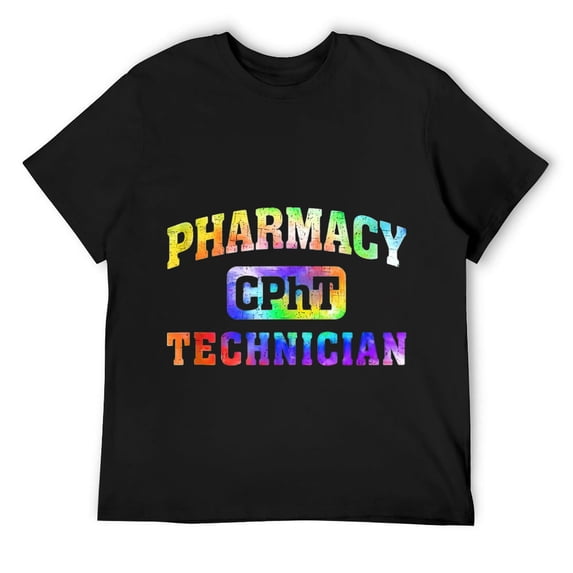 Mens CPHT Tie Dye Certified Pharmacy Technician Pharmacist T Shirt Black 2XL