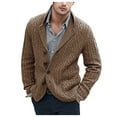 thumbnail image 1 of Mens Cable Knit Cardigan Sweater Shawl Collar Long Sleeve Button Down Knitted Coat 2023 Fall Winter Casual Loose Fit Outerwear, 1 of 5