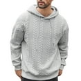 thumbnail image 1 of Mens Cable Knit Hooded Sweater Fleece Pullover Casual Hipster Jacquard Long Sleeve Comfortable Outwear Sweatshirt, 1 of 8